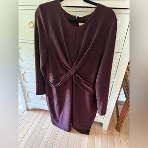 MICHAEL KORS NEW Women's Knotted Metallic Back Zipper Knit Sheath Dress XXL